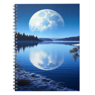 Volle Maan Over Frozen Lake Gift voor Zoon Notitieboek
