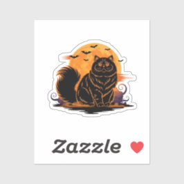 Volle Maan Perzisch - Fluffy Perzische Kat Hallowe Sticker