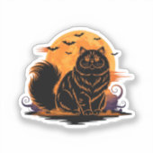 Volle Maan Perzisch - Fluffy Perzische Kat Hallowe Sticker (Voorkant)