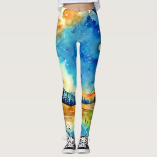 Volle maan schilderij leggings