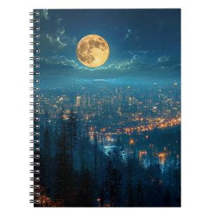 Volle Maan, Stad bij Nacht Notitieboek