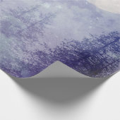 Volle Maan Winter Pine Tree Bos Cadeaupapier (Hoek)