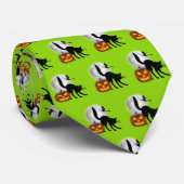 Volle Maan Zwarte Kat Glimlachend Jack Halloween Stropdas (Opgerold)