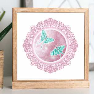 Volle roze maan   April Moon Illustratie Poster