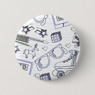 Volledig 80 doodle ronde button 5,7 cm