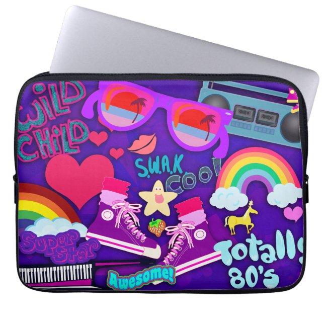 Volledig 80 Paarse collage Laptop Sleeve (Voorkant)