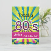 volledig 80's retro party Invitation Kaart (Staand voorkant)