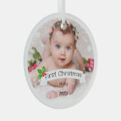Volledig Aangepaste Baby's eerste Kerstmis Glas Ornament (Voorkant Rechts)