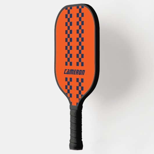 Volledig aangepaste kleuren dubbel geruite strepen pickleball paddle (Links)