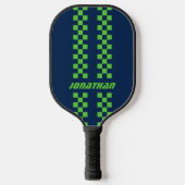 Volledig aangepaste kleuren dubbel geruite strepen pickleball paddle (Voorkant)