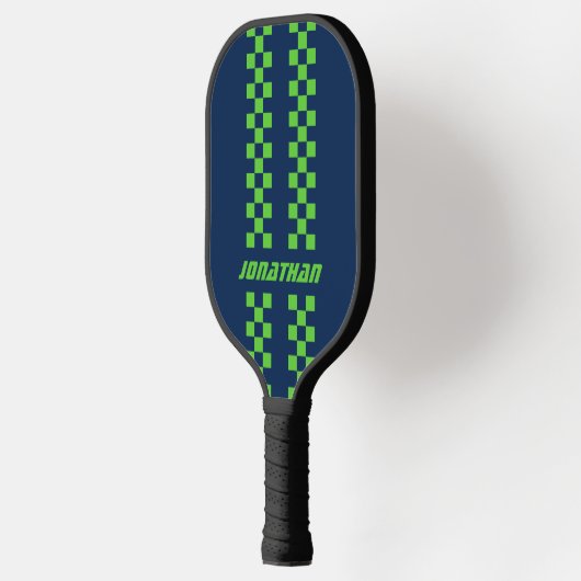 Volledig aangepaste kleuren dubbel geruite strepen pickleball paddle (Links)