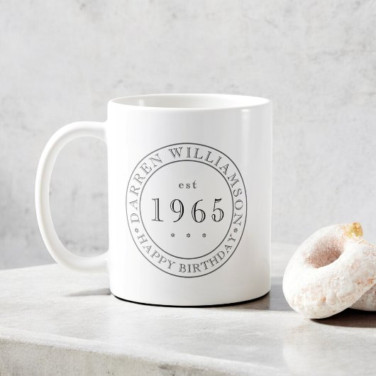 Volledig aangepaste zwart wit mannen Happy Birthda Koffiemok