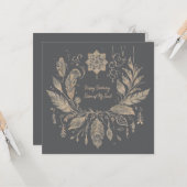 Volledig aanpasbare Boho-bloemenkrans Kaart (Voorkant / Achterkant in situ)