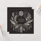 Volledig aanpasbare Boho-bloemenkrans Kaart (Voorkant / Achterkant in situ)