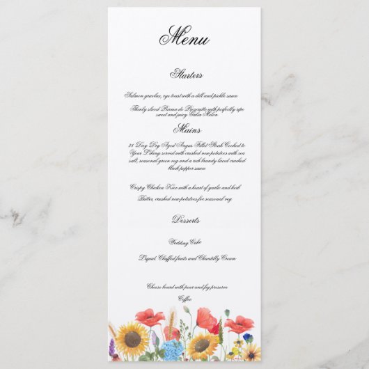 Volledig Aanpasbare Trouwmenu Menu (Voorkant)