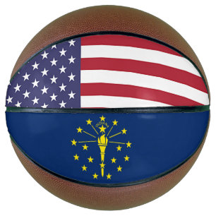 Volledig Basketball met vlag van Indiana, VS Mini Basketbal