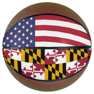 Volledig Basketball met vlag van Maryland, VS Mini Basketbal
