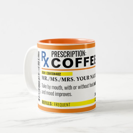 VOLLEDIG BEWERKBAAR Voorschrift Koffie Mok (Voorkant links)