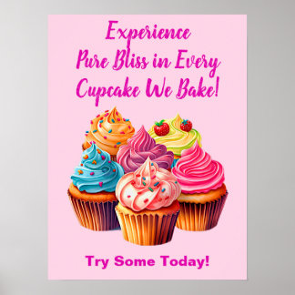 Volledig bewerkbare Cupcake Phrase & Cupcake Foto Poster