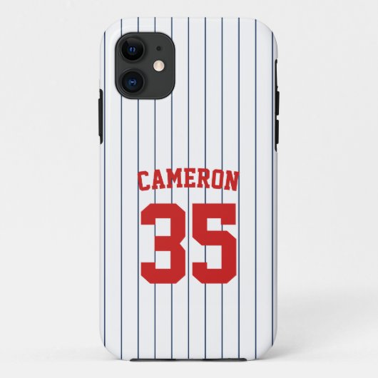 Volledig bewerkbare kleuren Baseball Jersey Stripe Case-Mate iPhone Case (Achterkant)