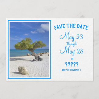 Volledig bewerkbare Save the Date Aruba Divi Tree Kaart