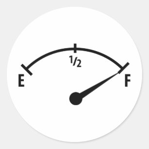 volledig brandstofindicatorpictogram ronde sticker