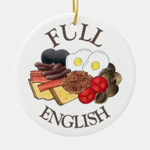 Volledig Engels Breakfast UK British Food Cuisine Keramisch Ornament