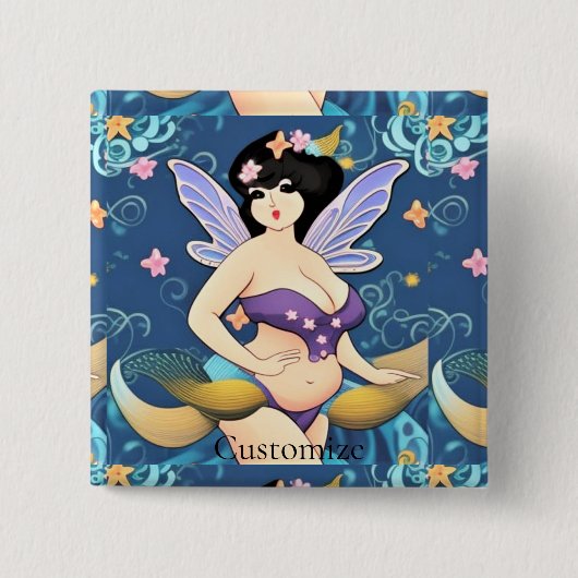 Volledig-figuur Fairy Goddess Thunder_Cove Vierkante Button 5,1 Cm (Voorkant)
