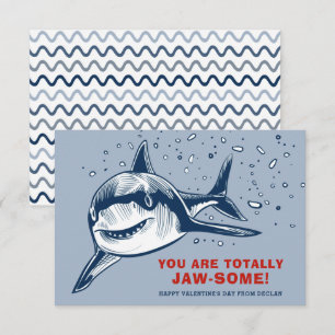 Volledig gekleurde Shark Kinder Valentijn Notitiekaartje