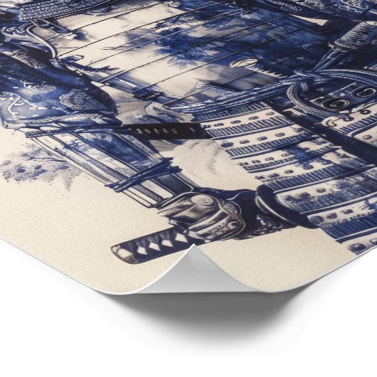 Volledig gepantserde samoerai krijger staand Poste Poster (Hoek)