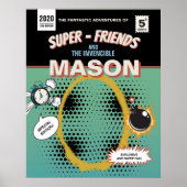 Volledig gepersonaliseerde Retro Comic Superheld Poster (Voorkant)