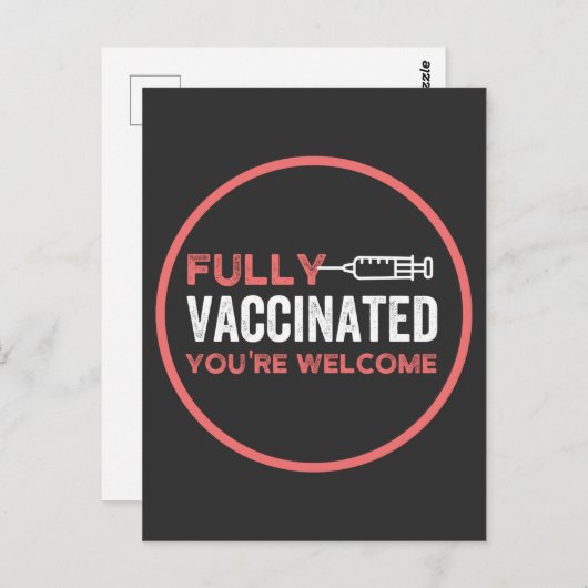 volledig gevaccineerd, gevaccineerd, vaccin, IT-en Briefkaart (Voorkant / Achterkant)