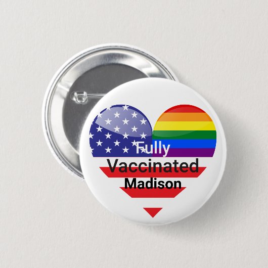 Volledig gevaccineerd hart ronde button 5,7 cm (Voorkant /achterkant)