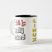 Volledig gevorkt - Vorkbom - GNU Linux Theme Tweekleurige Koffiemok (Voorkant links)