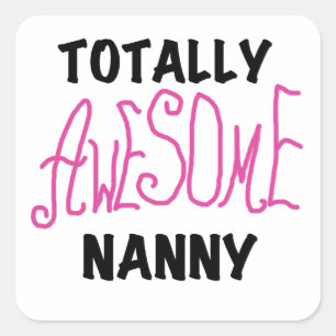 Volledig Geweldige nanny Pink T-shirts en cadeautj Vierkante Sticker