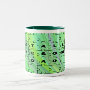 Volledig Geweldige pa Puzzle Green Tweekleurige Koffiemok