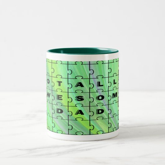 Volledig Geweldige pa Puzzle Green Tweekleurige Koffiemok (Center)