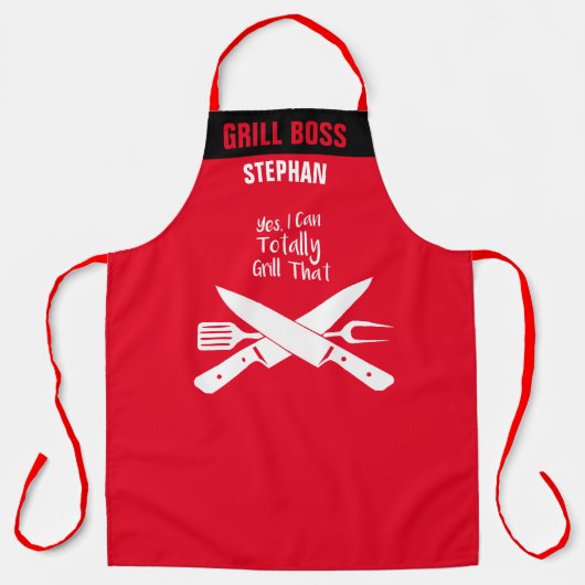 Volledig grillen dat aangepaste grappige BBQ chef- Schort (Voorkant)