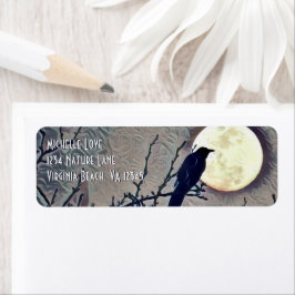 Volledig Herfst Moon en Crow Autumn Etiket