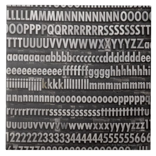 Volledig lettertype Letterdruk Tegeltje (Voorkant)