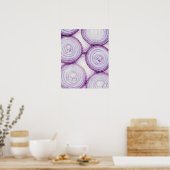 Volledig lijst gesneden rode ui, wit poster (Keuken)