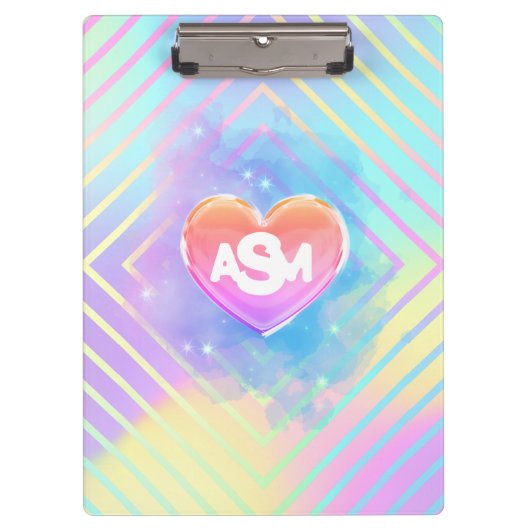 Volledig Monogram Rainbow Magic Heart Klembord (Voorkant)