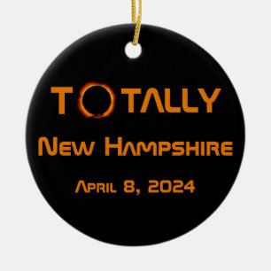 Volledig New Hampshire 2024 Zonsverduistering Keramisch Ornament