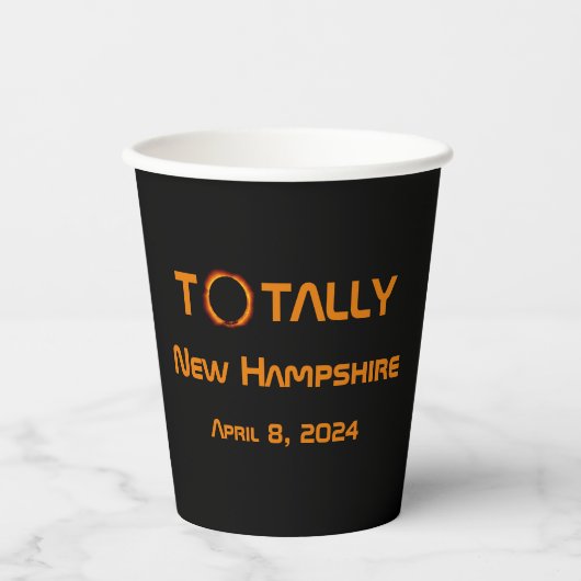 Volledig New Hampshire 2024 Zonsverduistering Papieren Bekers (Voorkant)