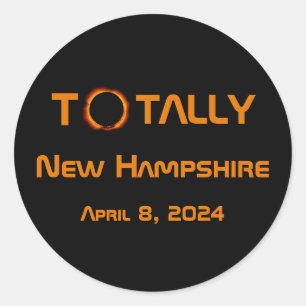Volledig New Hampshire 2024 Zonsverduistering Ronde Sticker