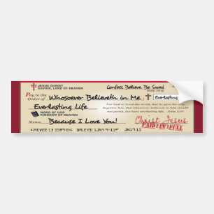 Volledig opgeslagen door Jezus Check Christelijk Bumpersticker