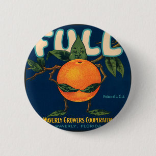 Volledig - Oranje krat label Ronde Button 5,7 Cm