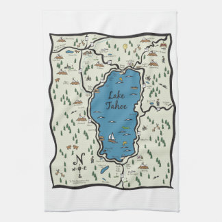 Volledig overzicht van het Tahoe-gebied van het me Theedoek