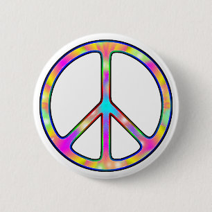 Volledig Psychedelic Peace Sign Ronde Button 5,7 Cm