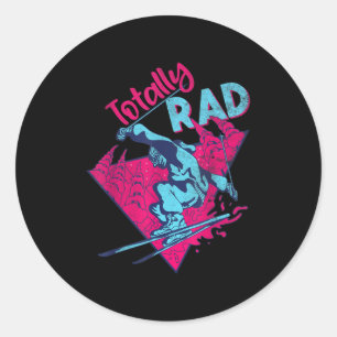 Volledig Rad, Retro Ski  80s 90s Skiing Outf Ronde Sticker